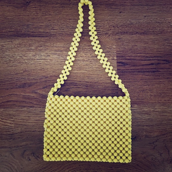 yellow beaded bag